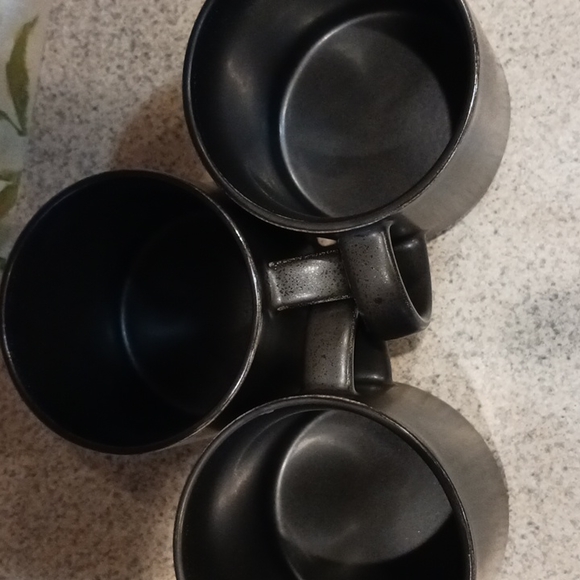 Potterybarn Mason Charcoal Black Glazed Mug set of 3 - Picture 2 of 3